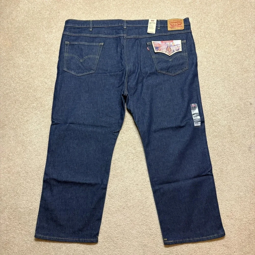 Levis Western Fit Jeans NWT Mens 50x30 Dark Blue Regular Straight Denim Big Tall